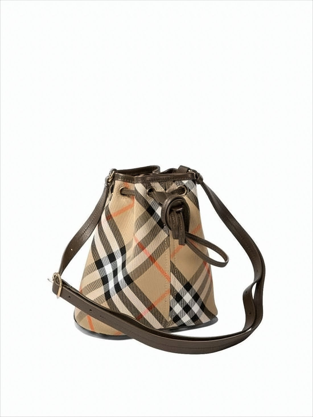 Check Pattern Structured Bucket Shoulder Bag