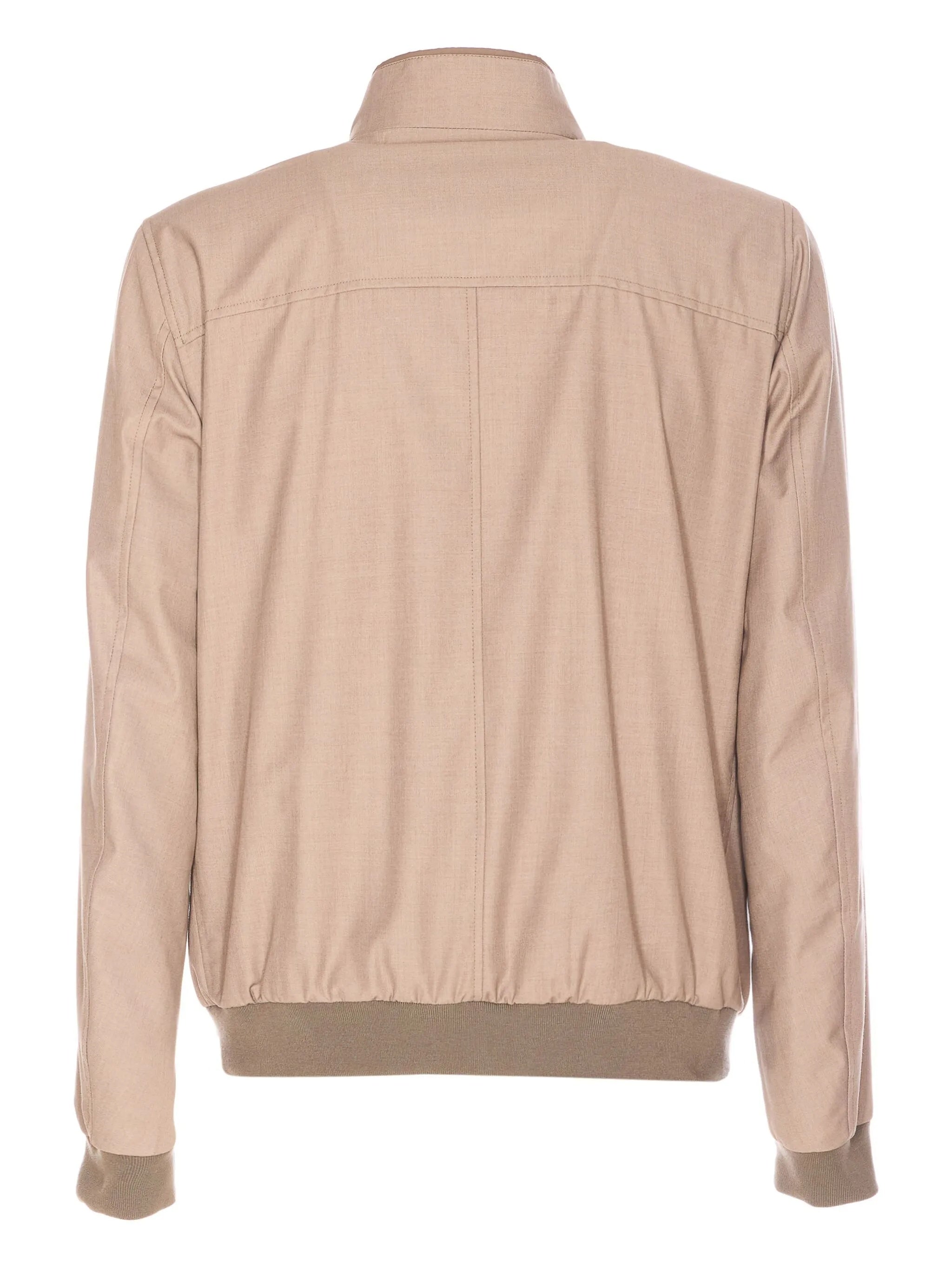 Neutral Structured Casual Jacket With High Collar