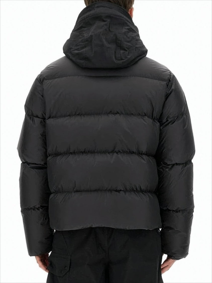 Quilted Black Down Jacket with Adjustable Hood