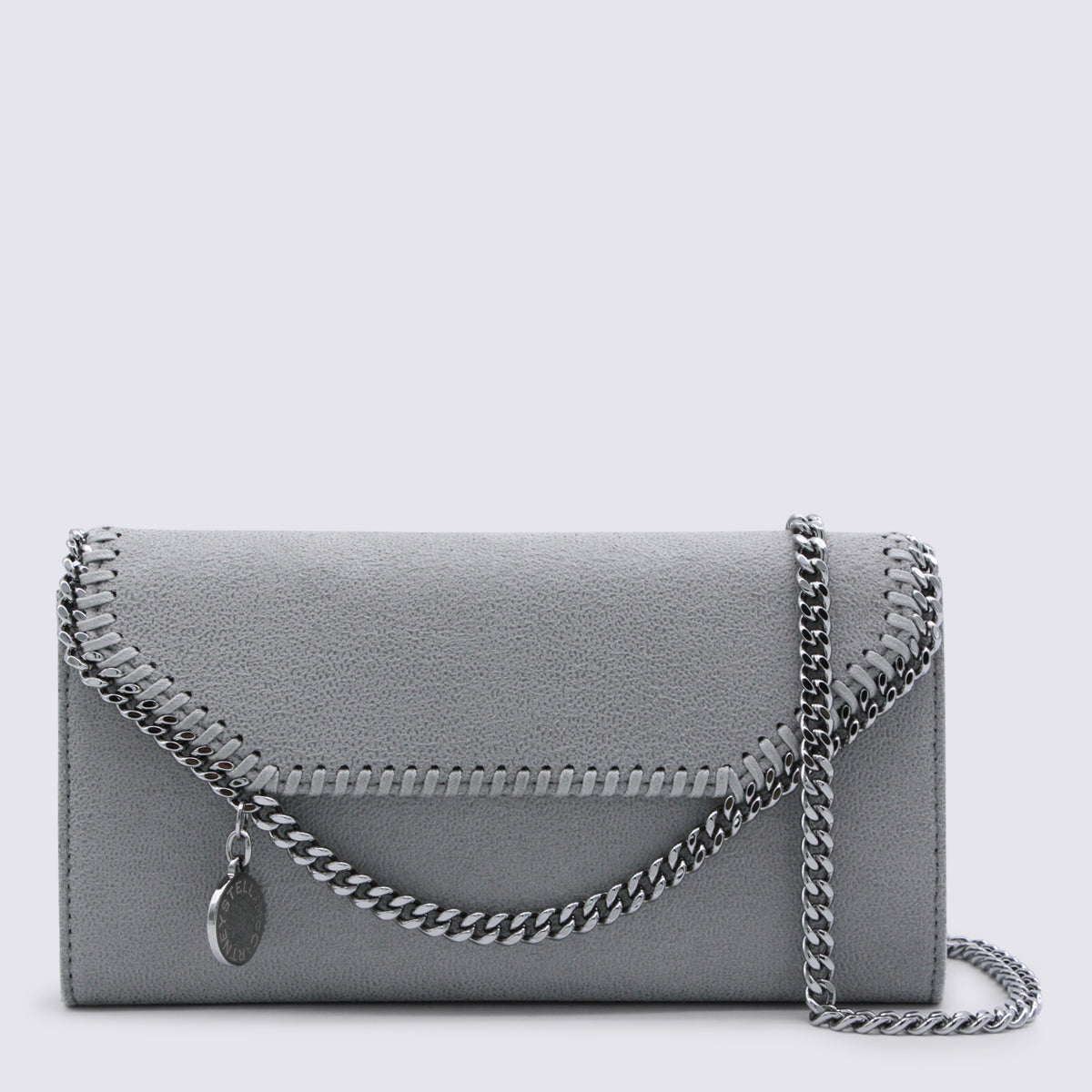 Light Grey Faux Leather Continental Wallet Crossbody Bag
