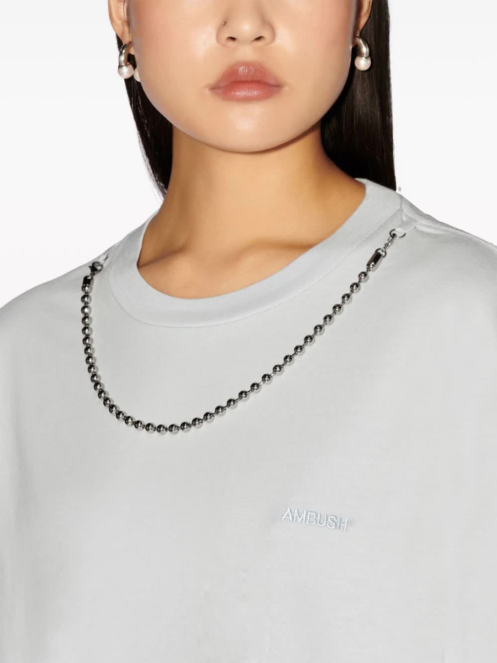 Blue Ballchain Detail Organic Cotton T-Shirt