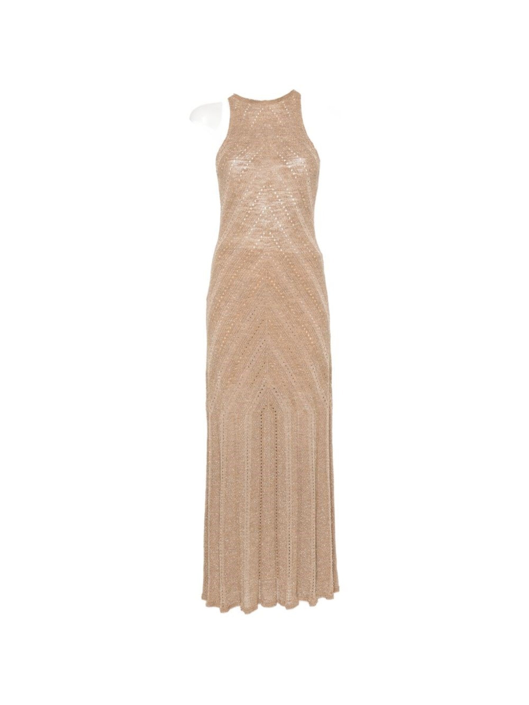Geometric Textured Knit Midi Dress with High Neckline