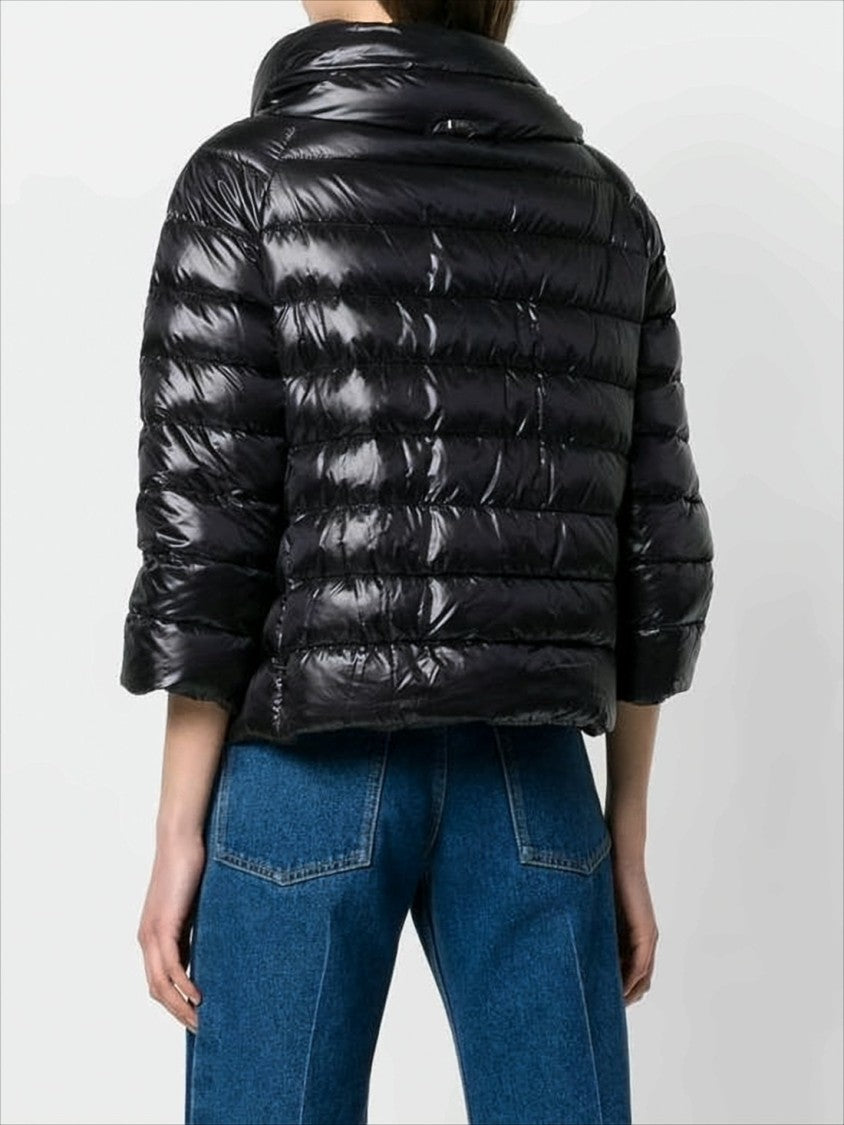 Cropped Black Puffer Jacket with High Collar