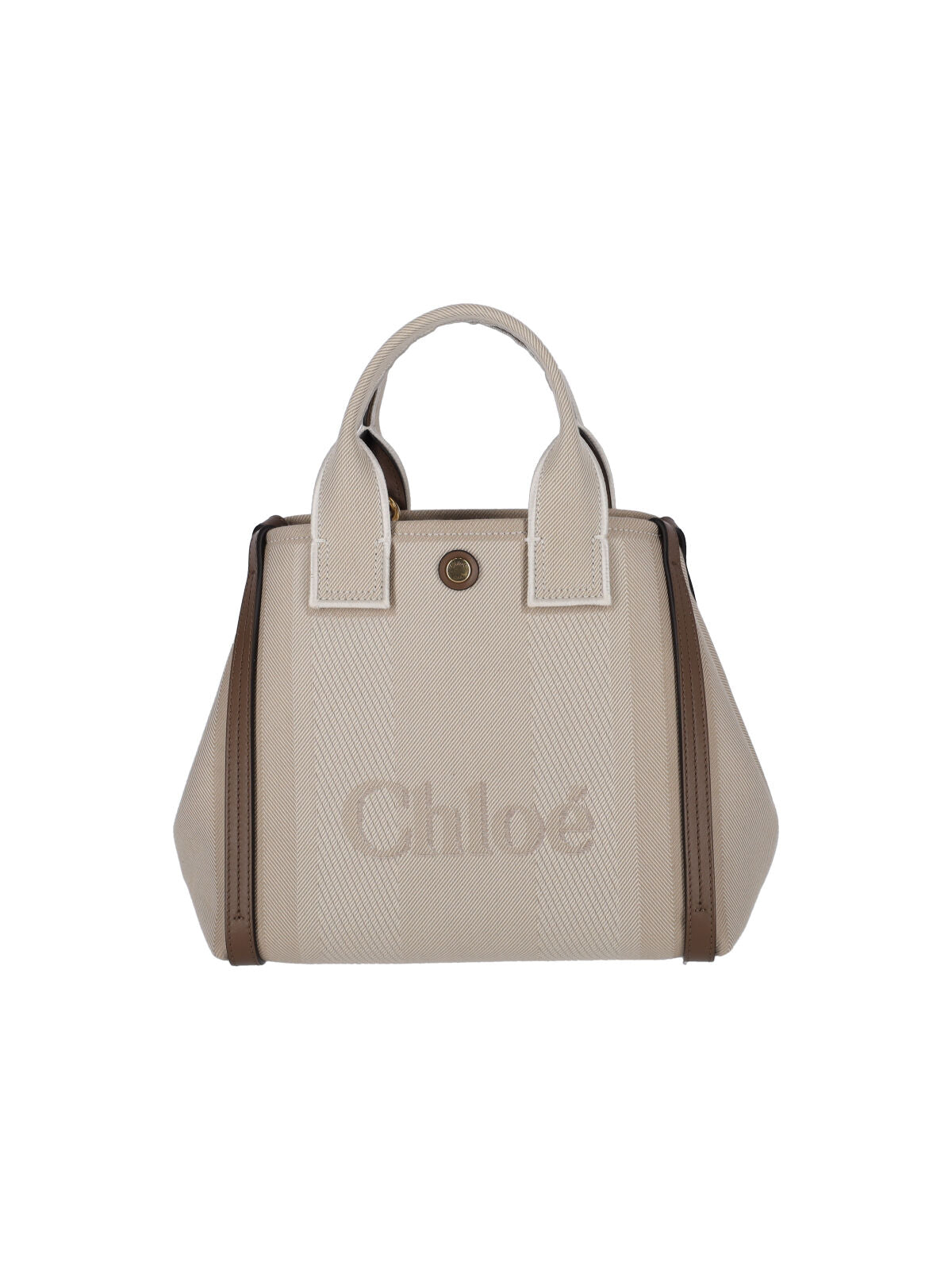 "Carry" Small Tote Bag, In Beige Organic Cotton