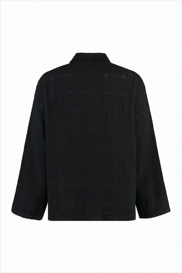Structured Black Jacket with Classic Collar and Button Closure