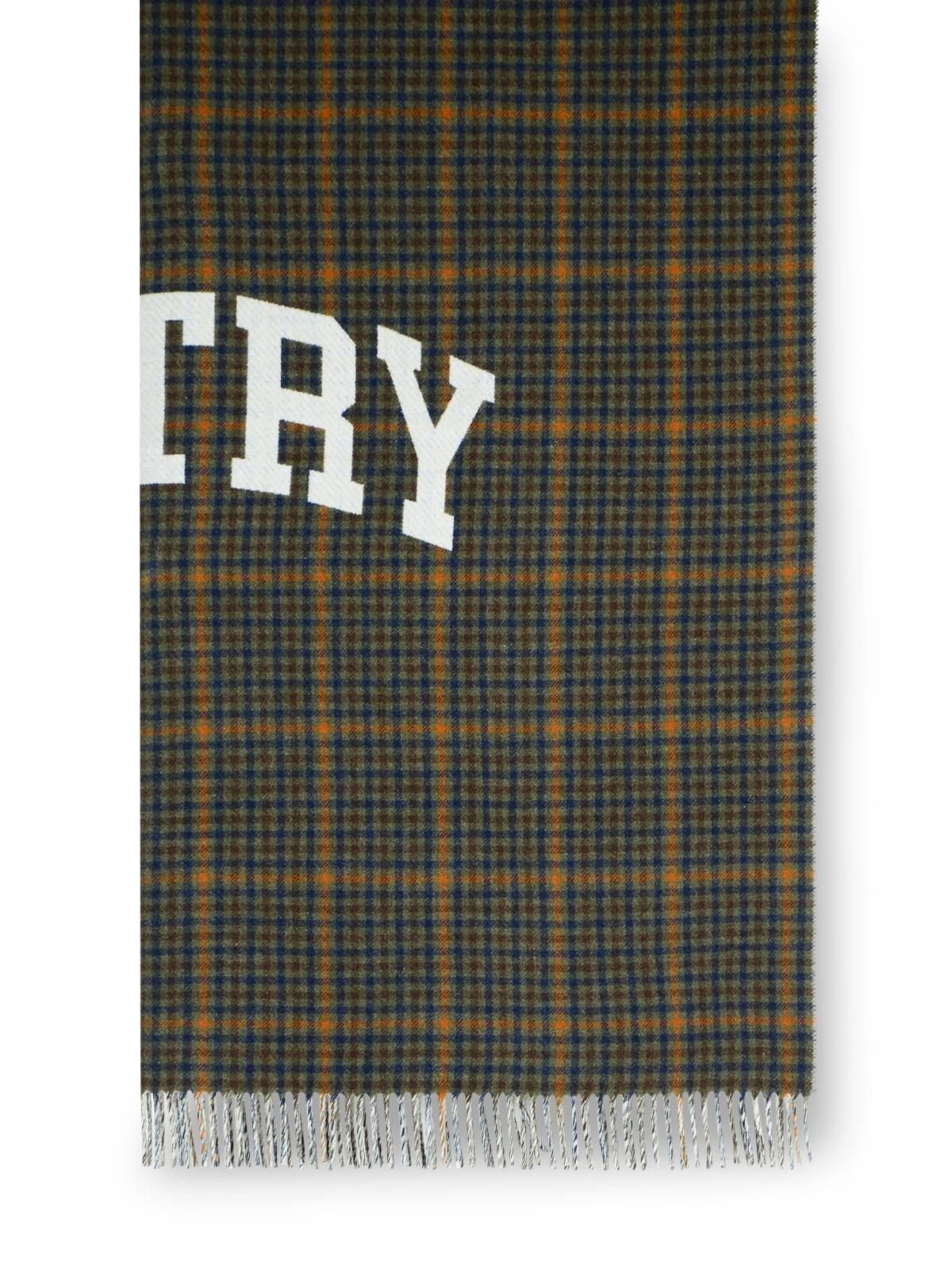 Tartan Check Wool Blanket with Stitched Logo