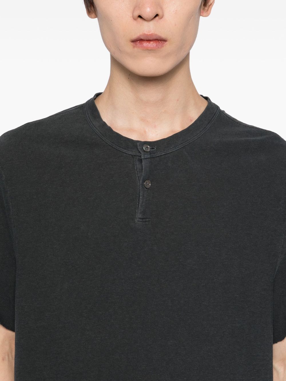 Relaxed-Fit Short-Sleeve T-Shirt With Two-Button Placket