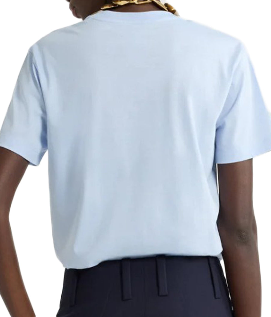 Short-Sleeve T-Shirt With Curved Logo In Skylight Blue