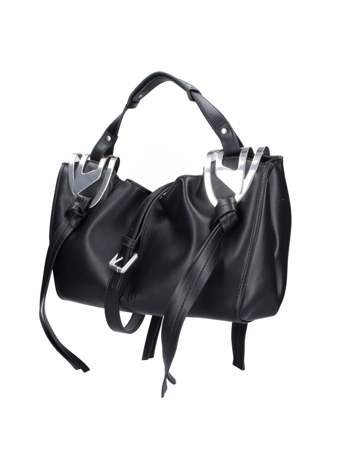 Black KNOT-D Top Handle Faux Handbag