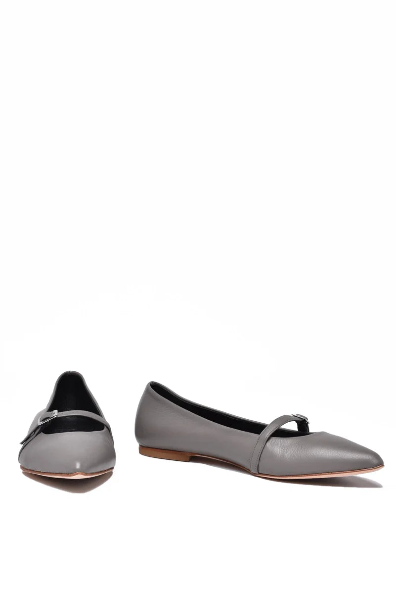 Leather Ballerinas - Grey