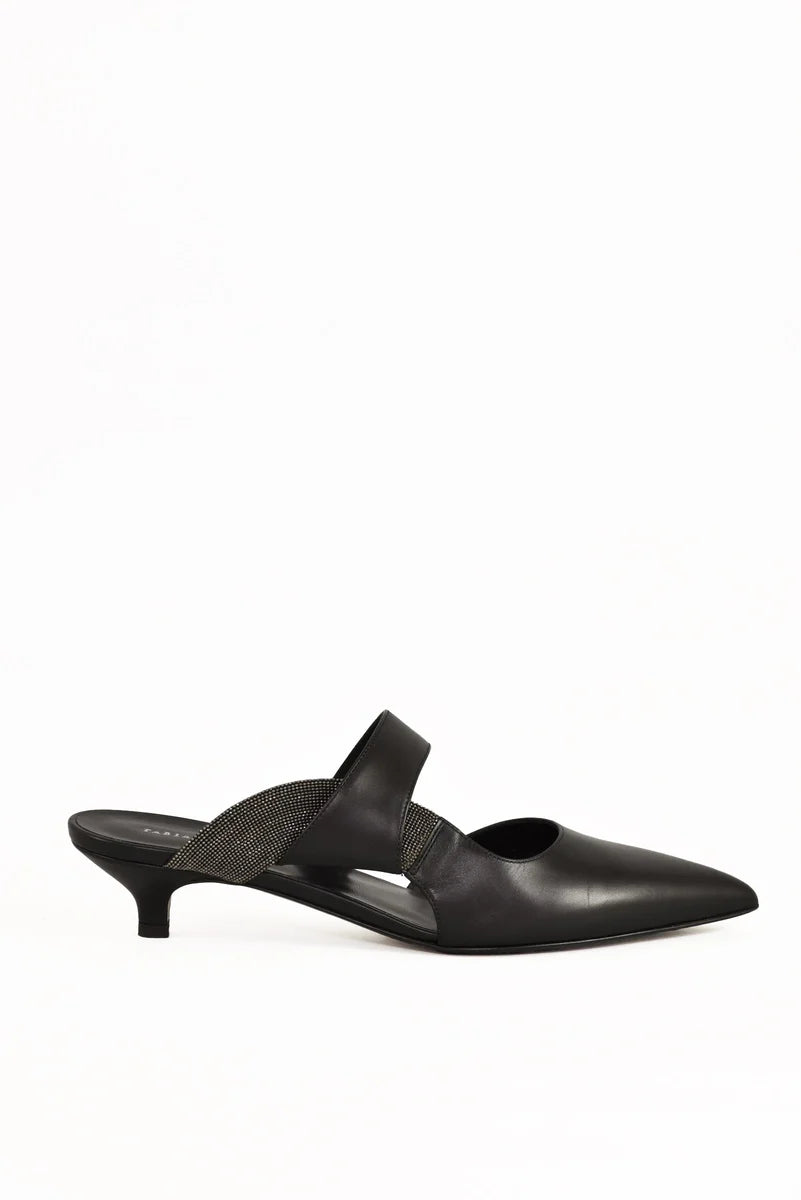 Leather Mule Heel 5cm - Black
