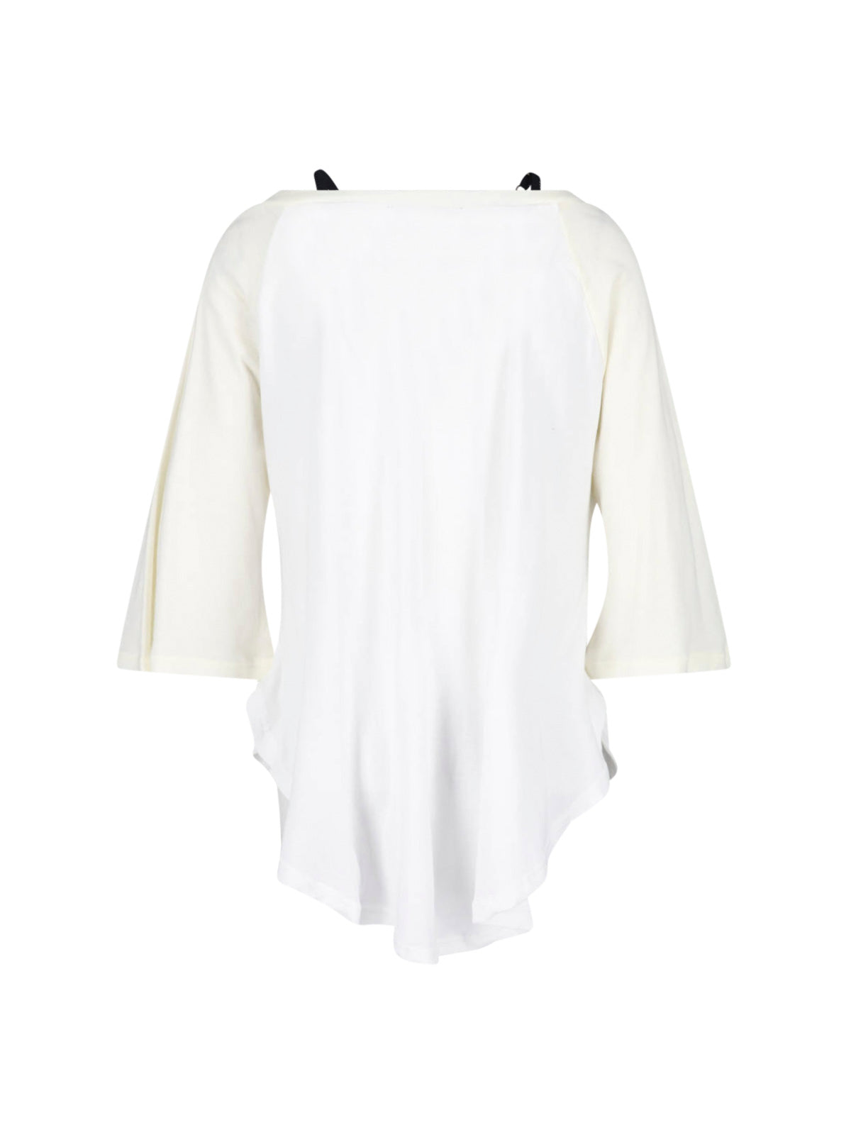 White Loose-Fitting Layered Detail Graphic Top