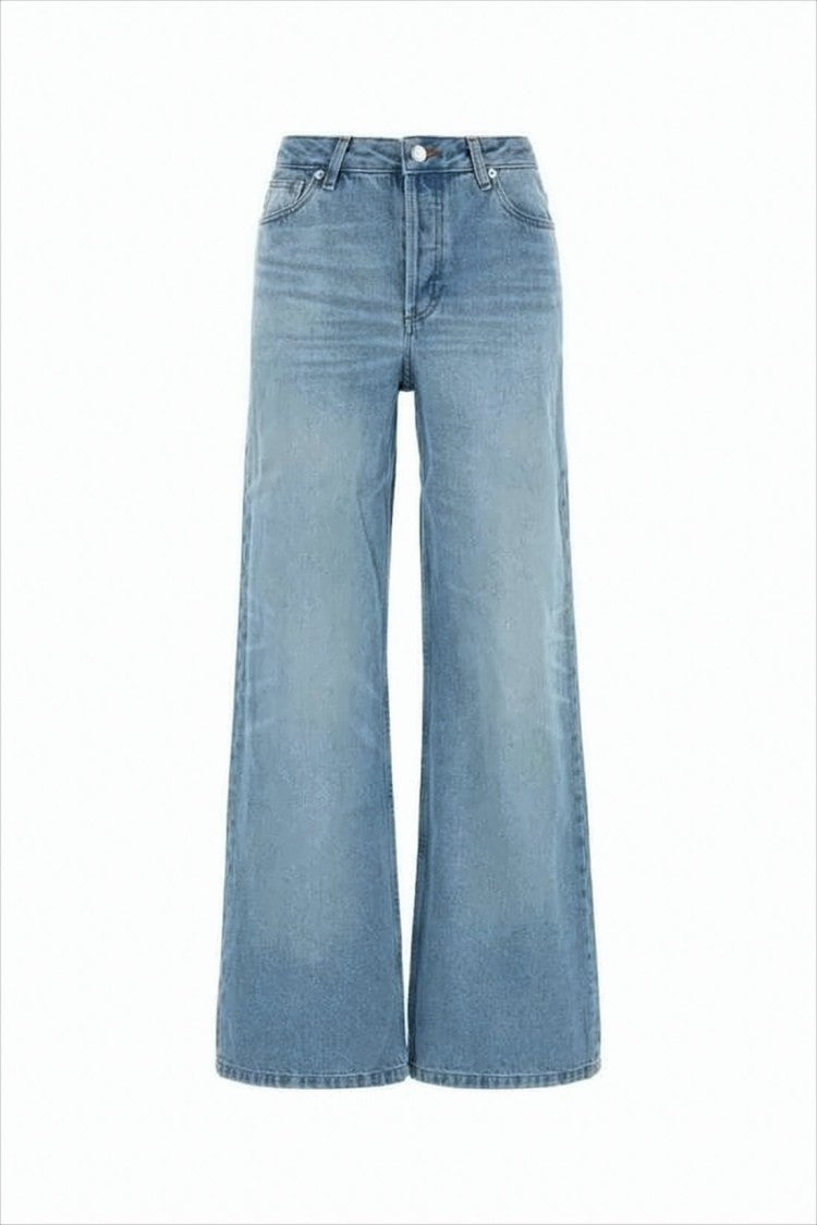 High-Waisted Wide-Leg Denim Pants