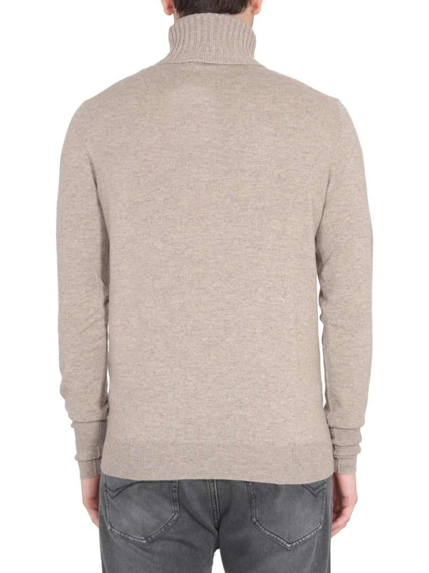 Cross-Neck Ribbed Cashmere Turtleneck Sweater