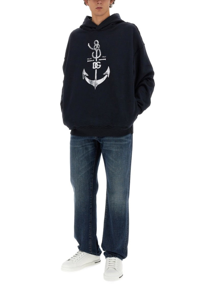 Sweatshirt With Navy Print