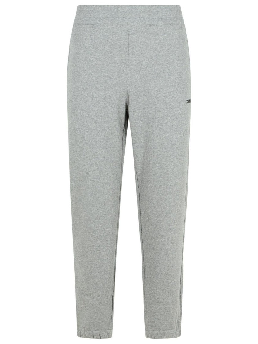 Relaxed Fit Grey Trousers With Elastic Waistband