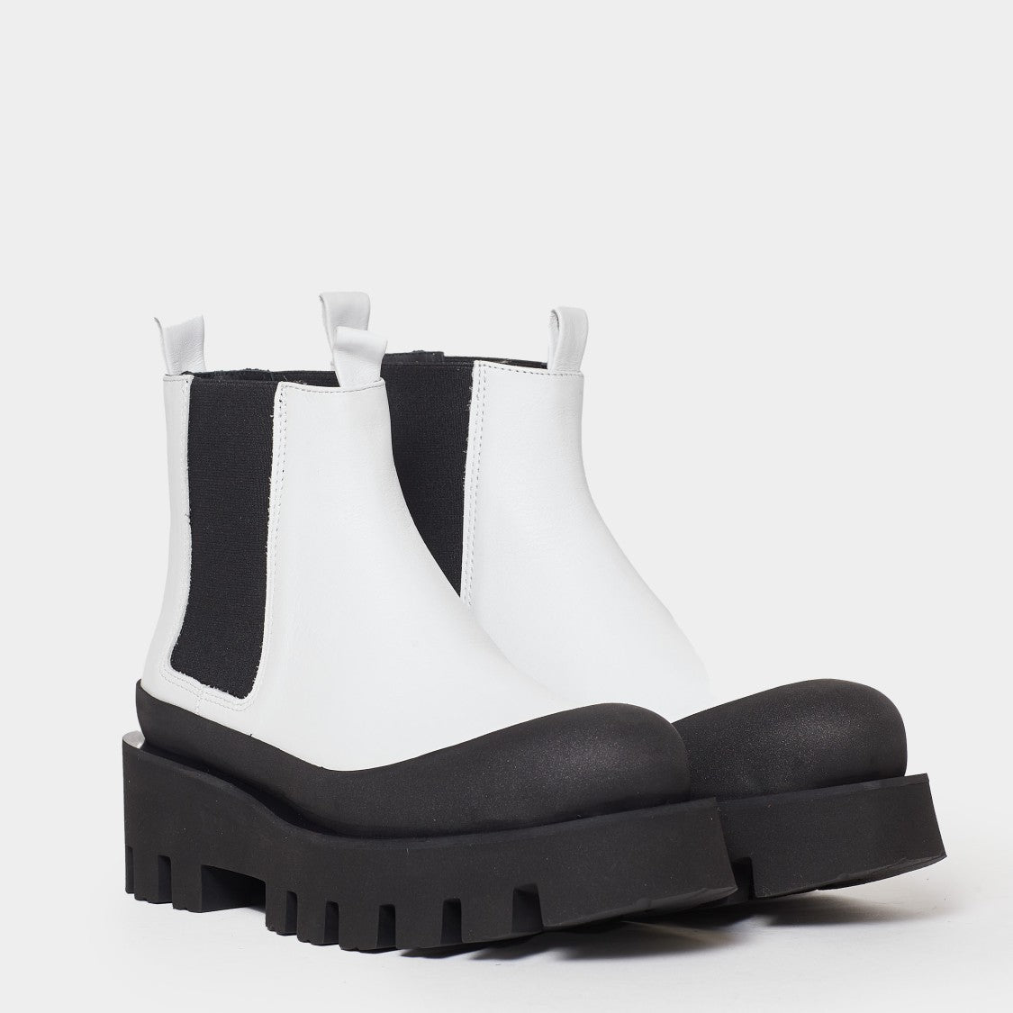 White Leather Chelsea Boots With Ultramodern Design