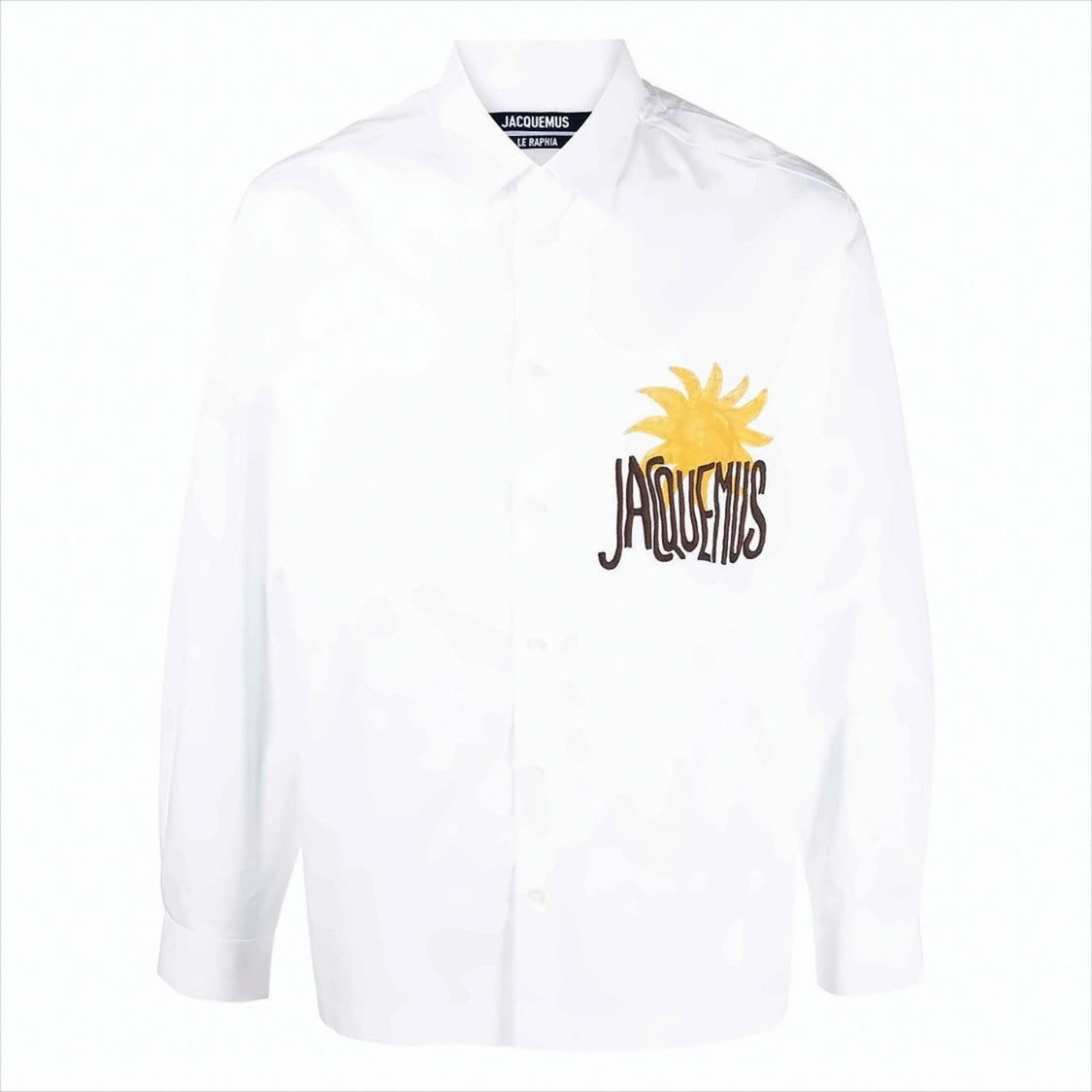 Long-Sleeve Cotton Shirt with Embroidered Sun Motif