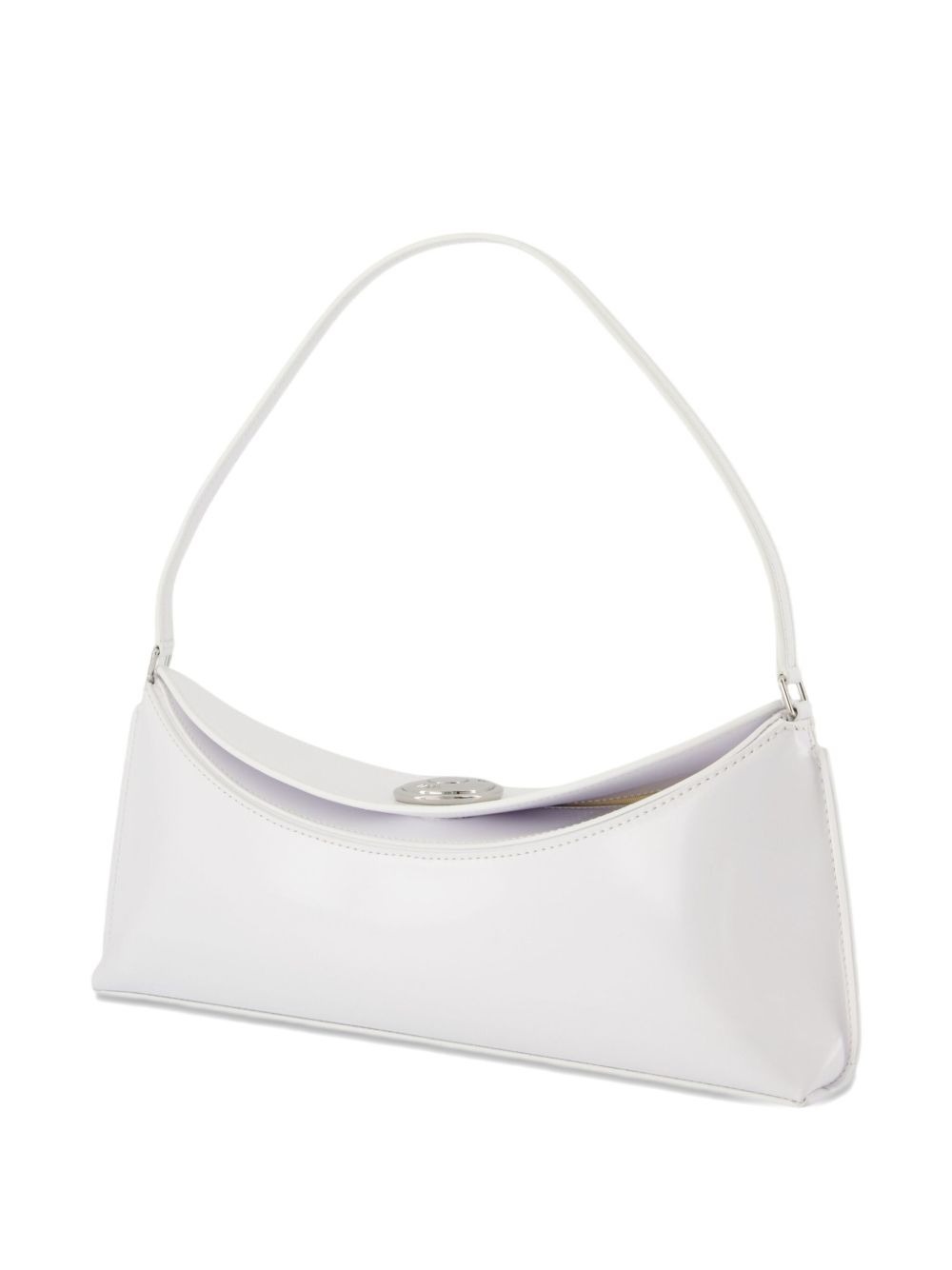 Curved Handbag in Glossy Patent Leather