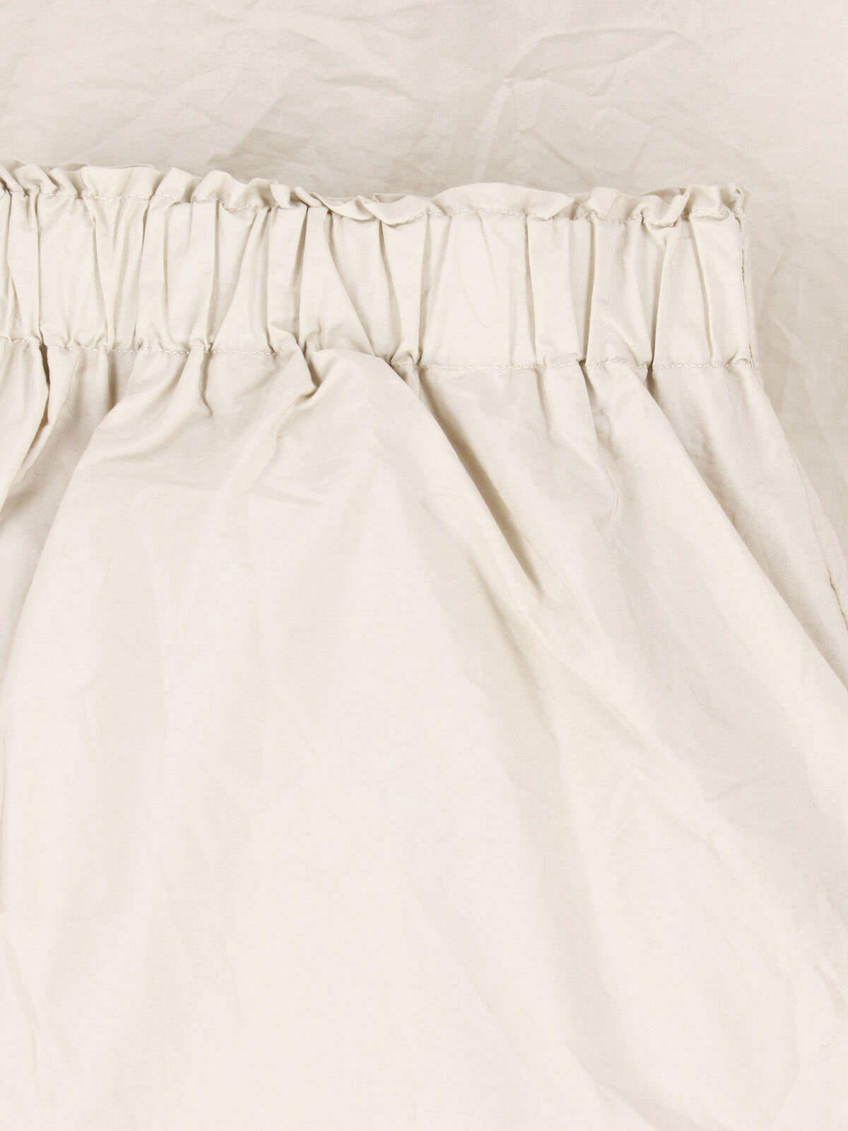 White Wide-Leg Elastic Waist Trousers