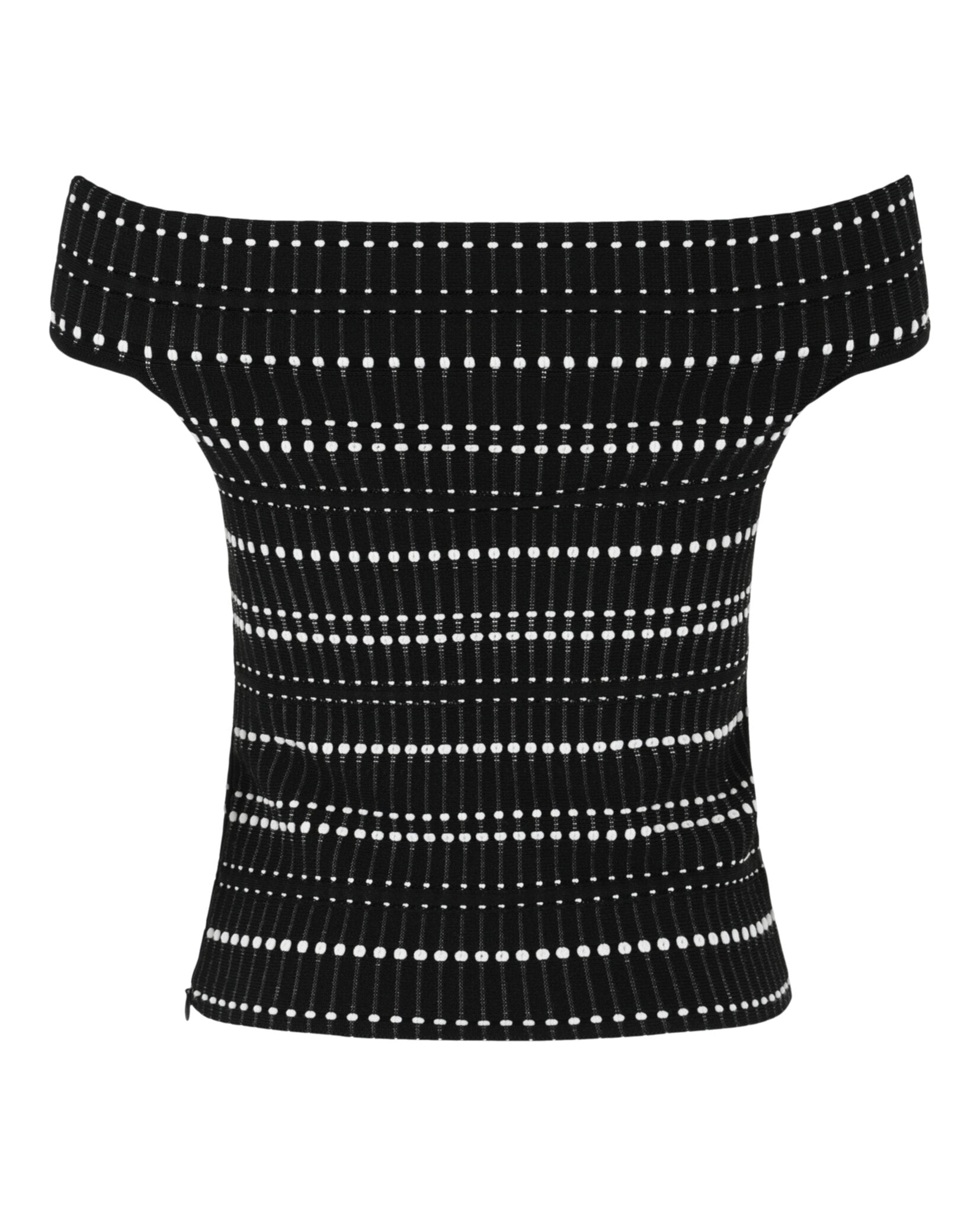 Off-The-Shoulder Stitch Dot Crop Top