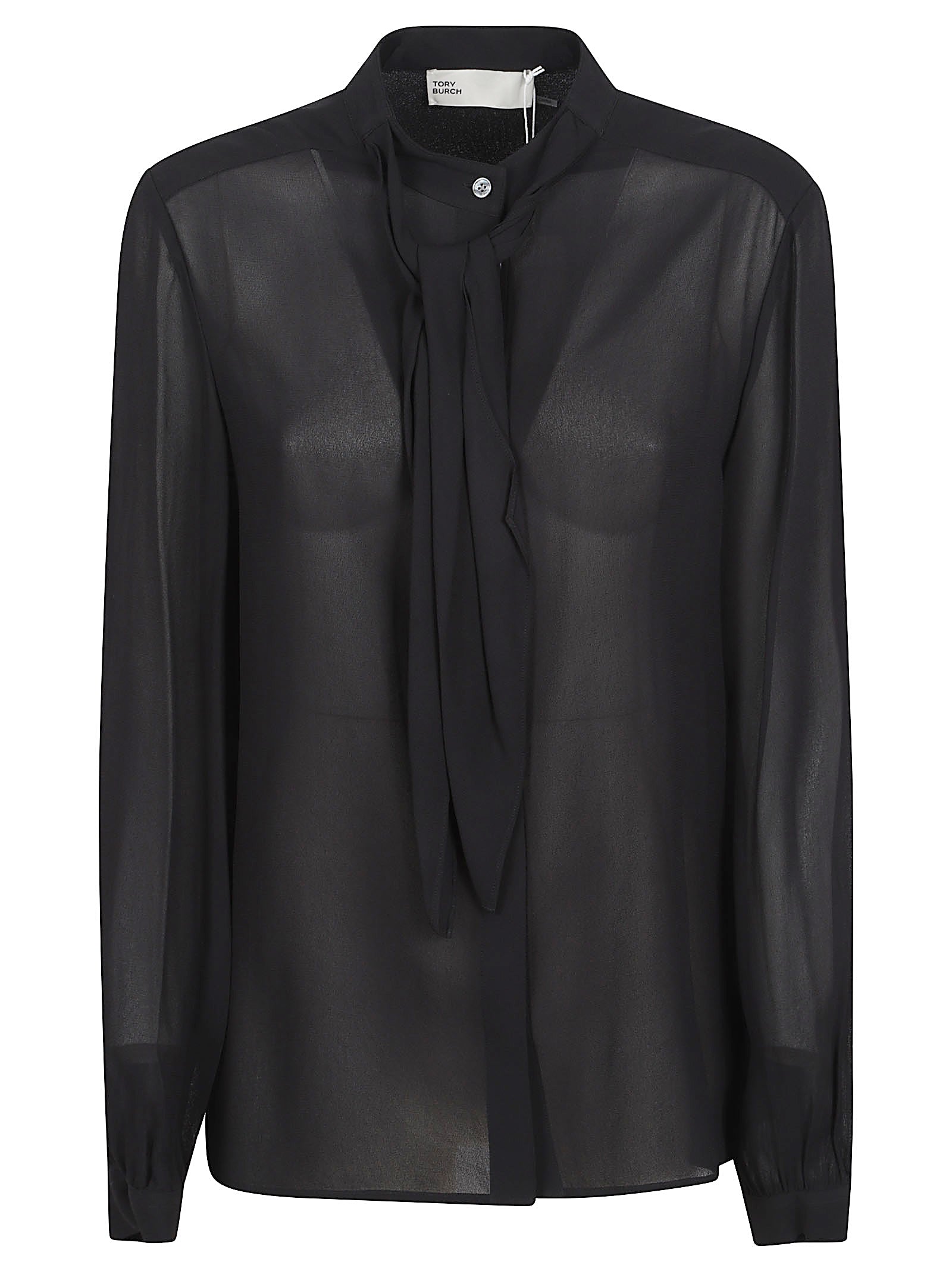 Sheer Georgette Blouse with Bow Detail