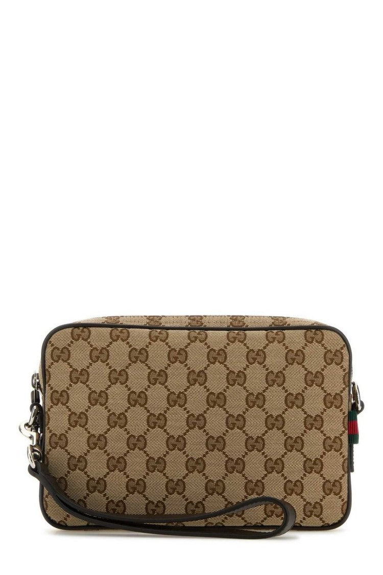 Monogrammed Beige Canvas Crossbody Bag