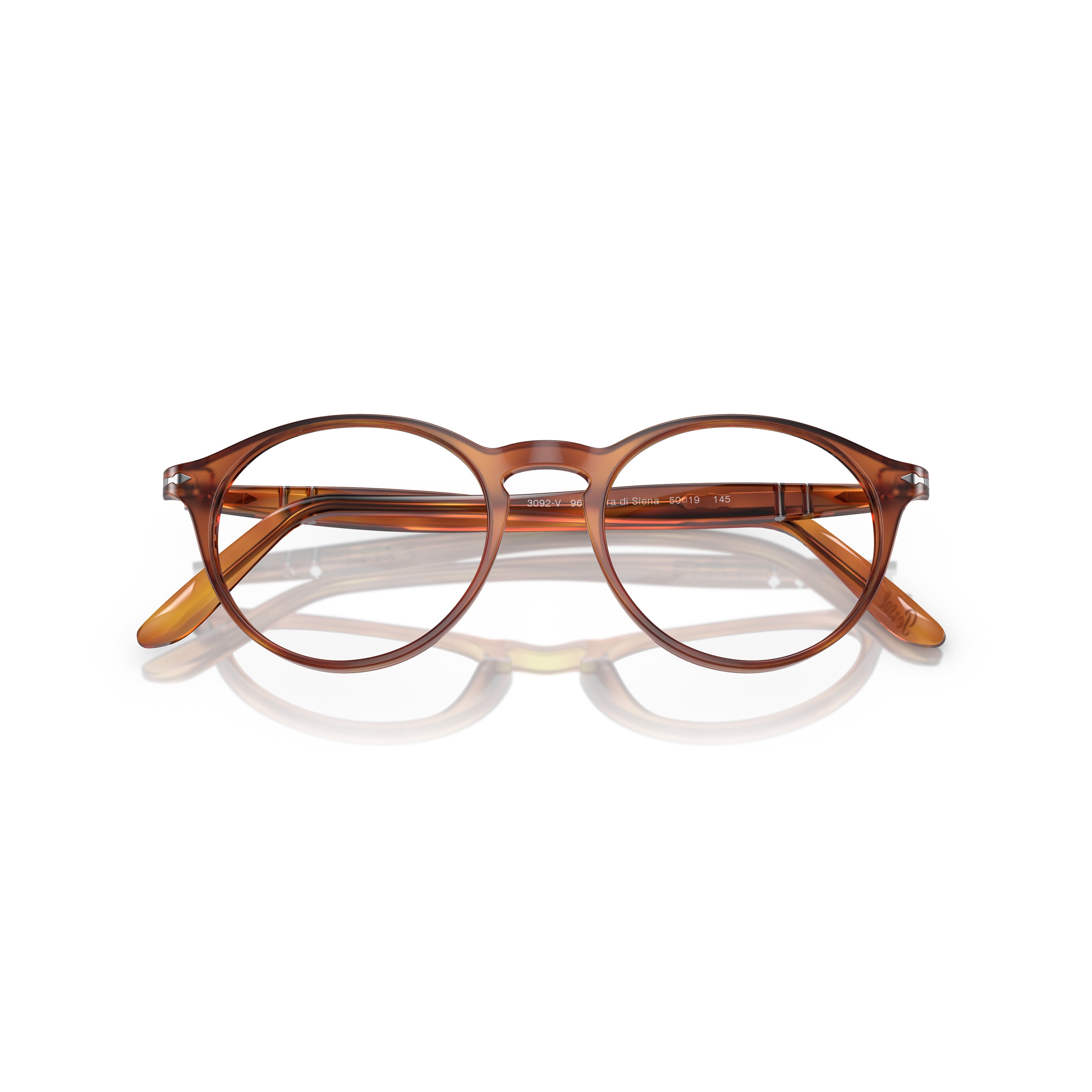 0po3092v Round Frame Eyeglasses in Amber-Brown Tortoiseshell