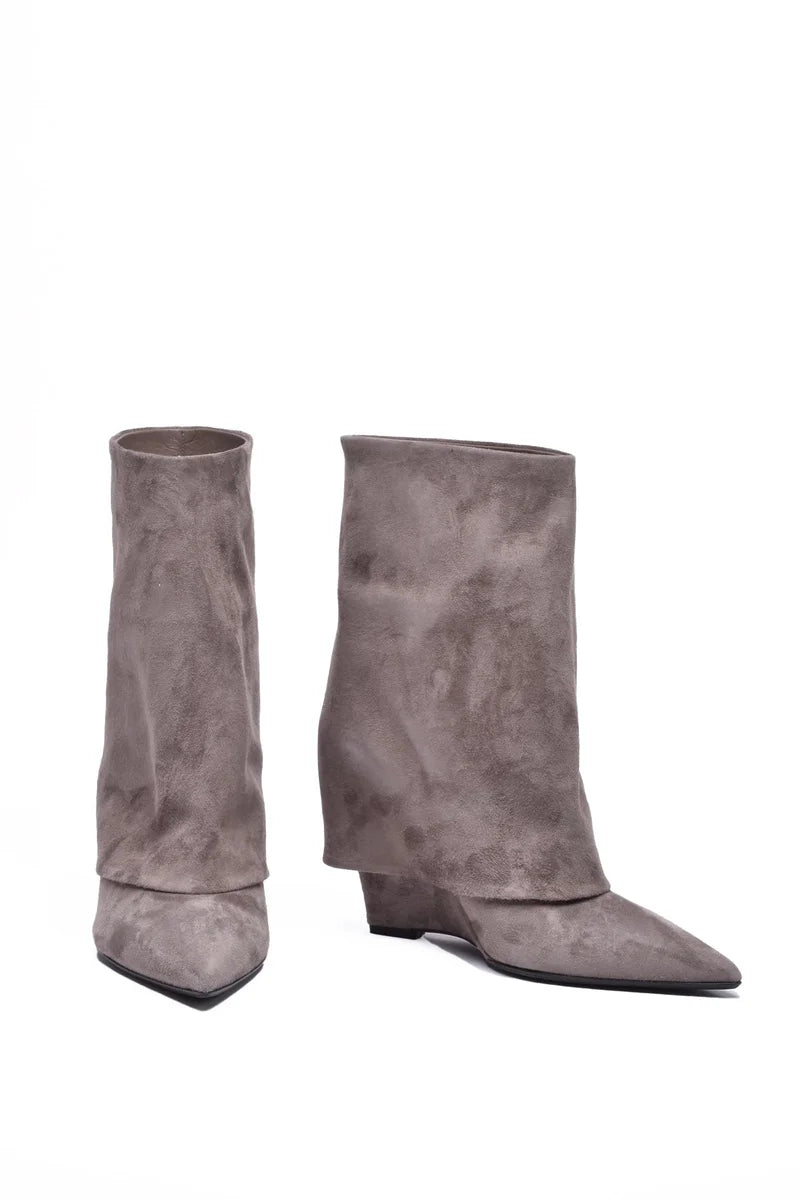 Leather Ankle Boot - Grey