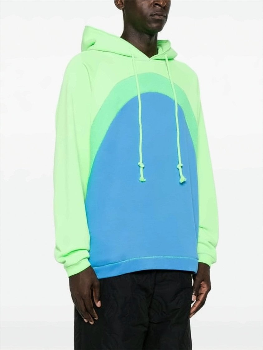 Color-Block Relaxed Fit Hoodie with Textured Detail