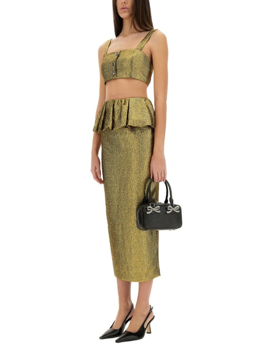Metallic Jacquard Crop Top