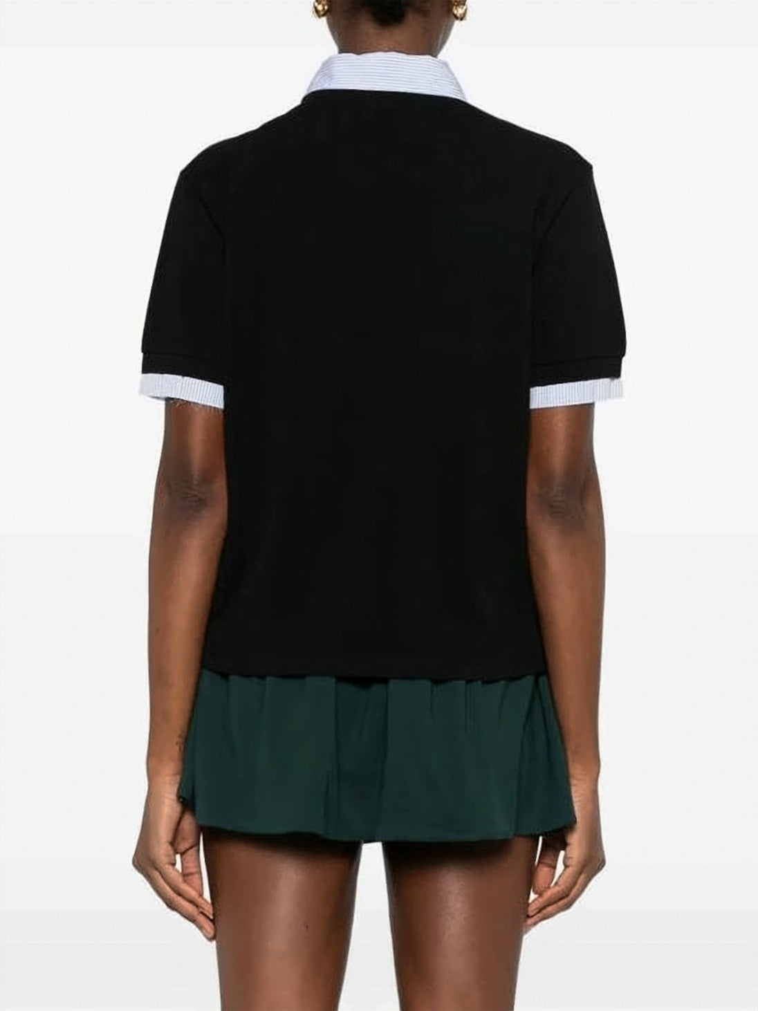 Cropped Polo Shirt With Striped Collar