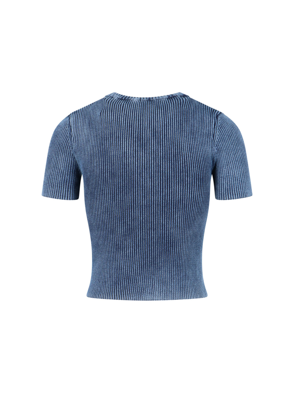 Ribbed Short-Sleeve T-Shirt With Metallic Logo Detail