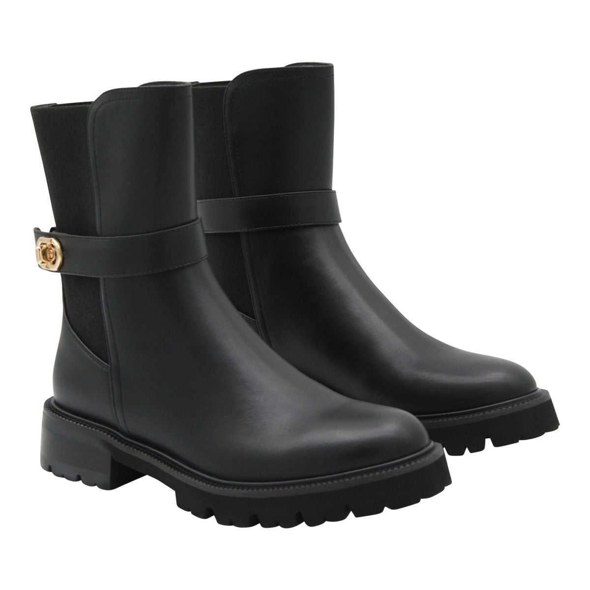 Ankle Boots with Gold-tone Buckle
