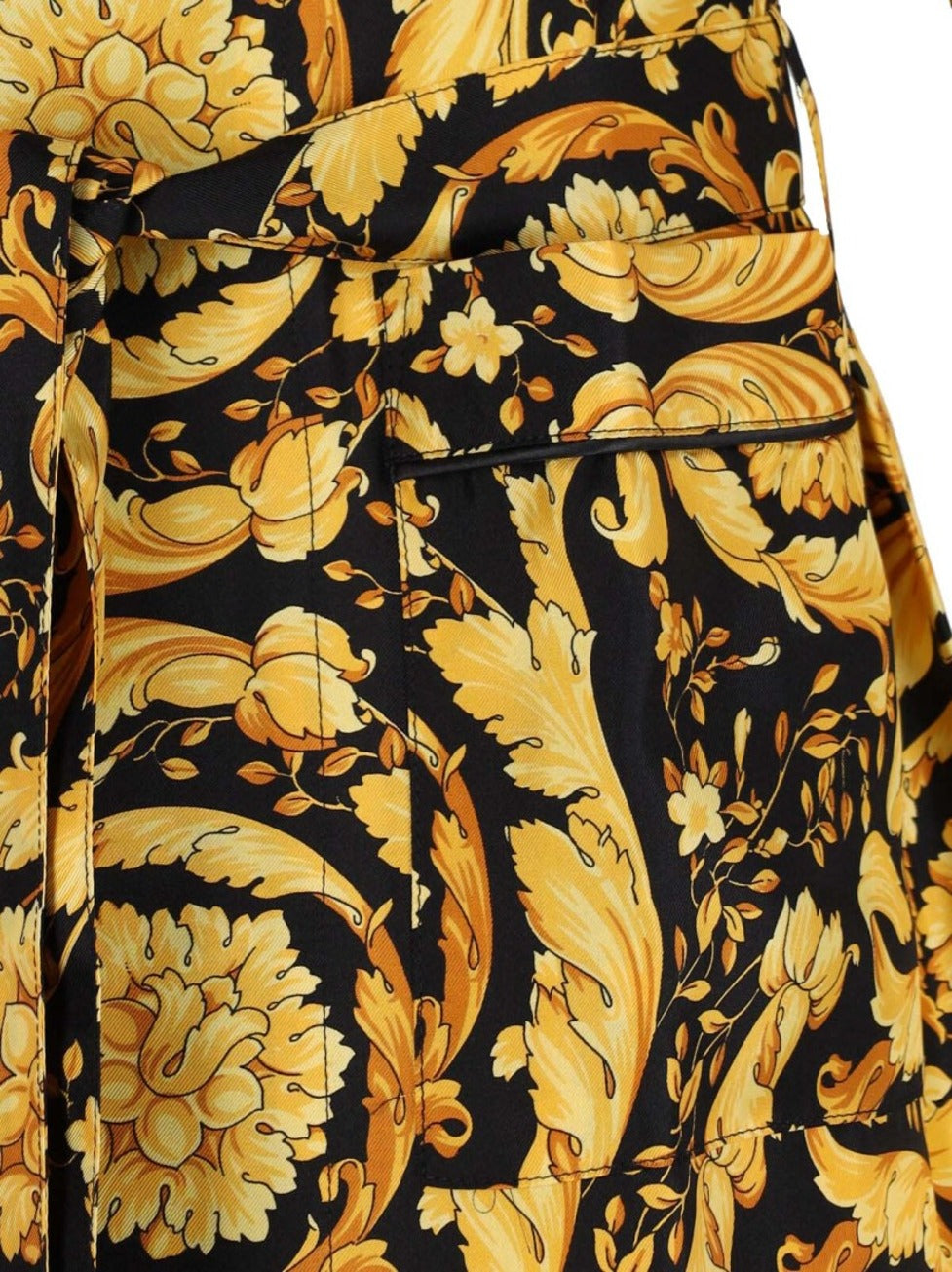 "Barocco" Silk Robe – Black/Yellow