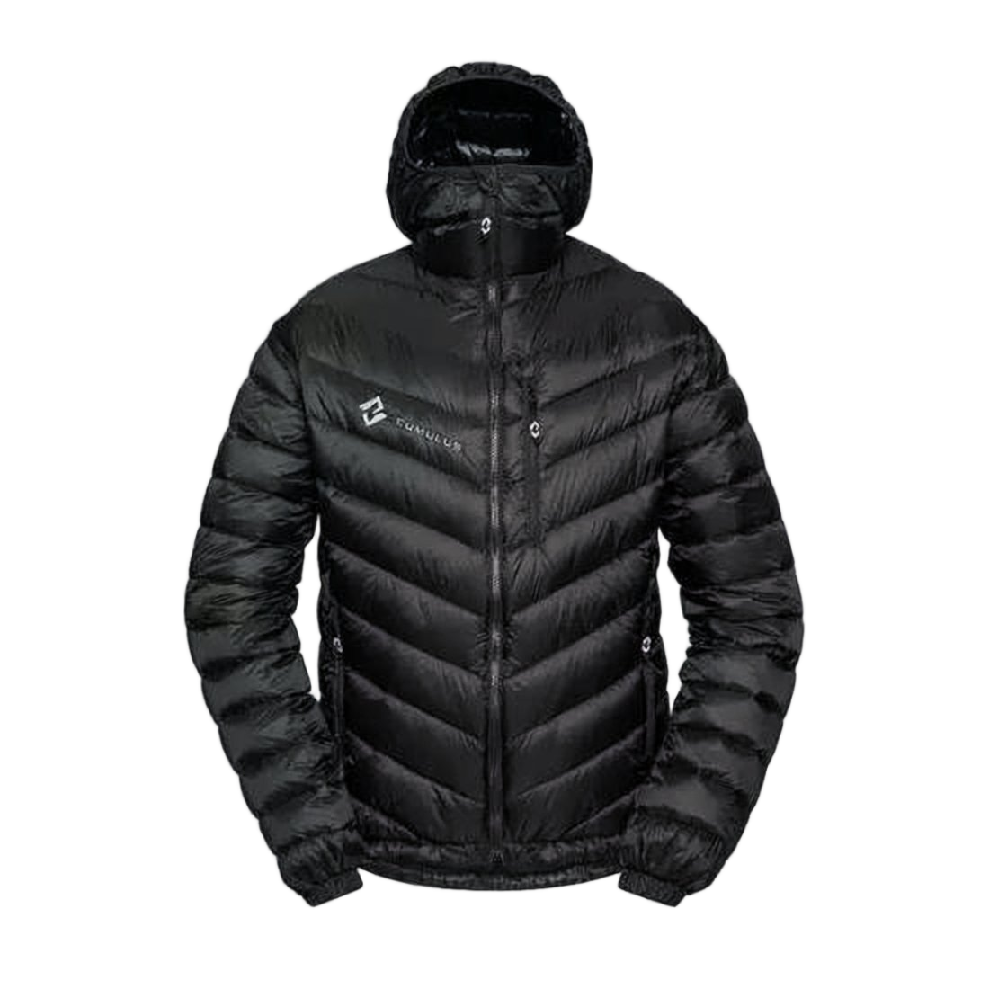 Quilted Black Puffer Jacket With High Collar And Hood