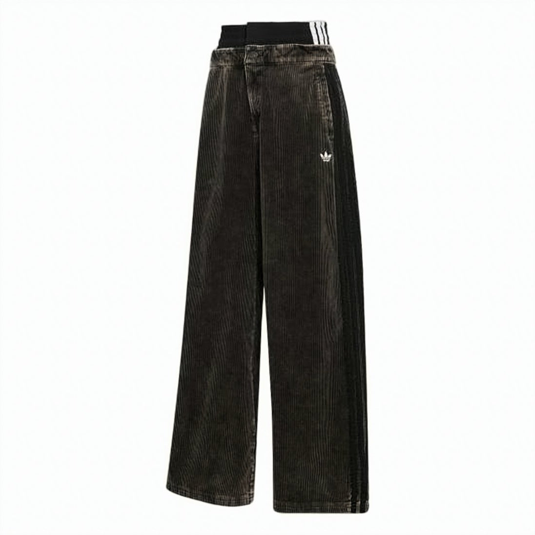 Wide-Leg Corduroy Pants with Striped Detailing