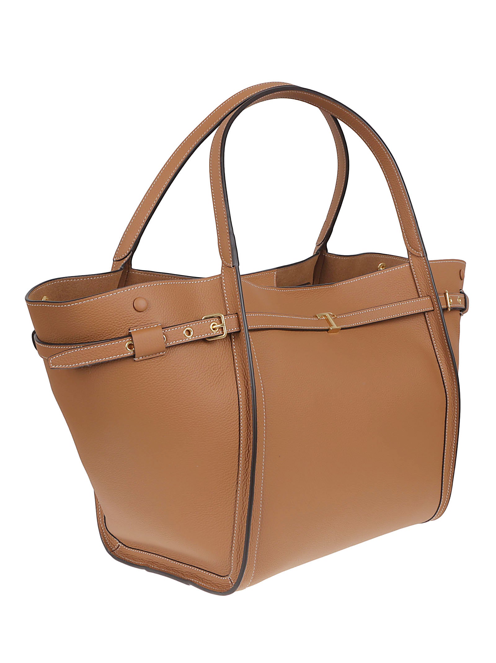 Structured Shopping Bag with Iconic T-shaped Accessory