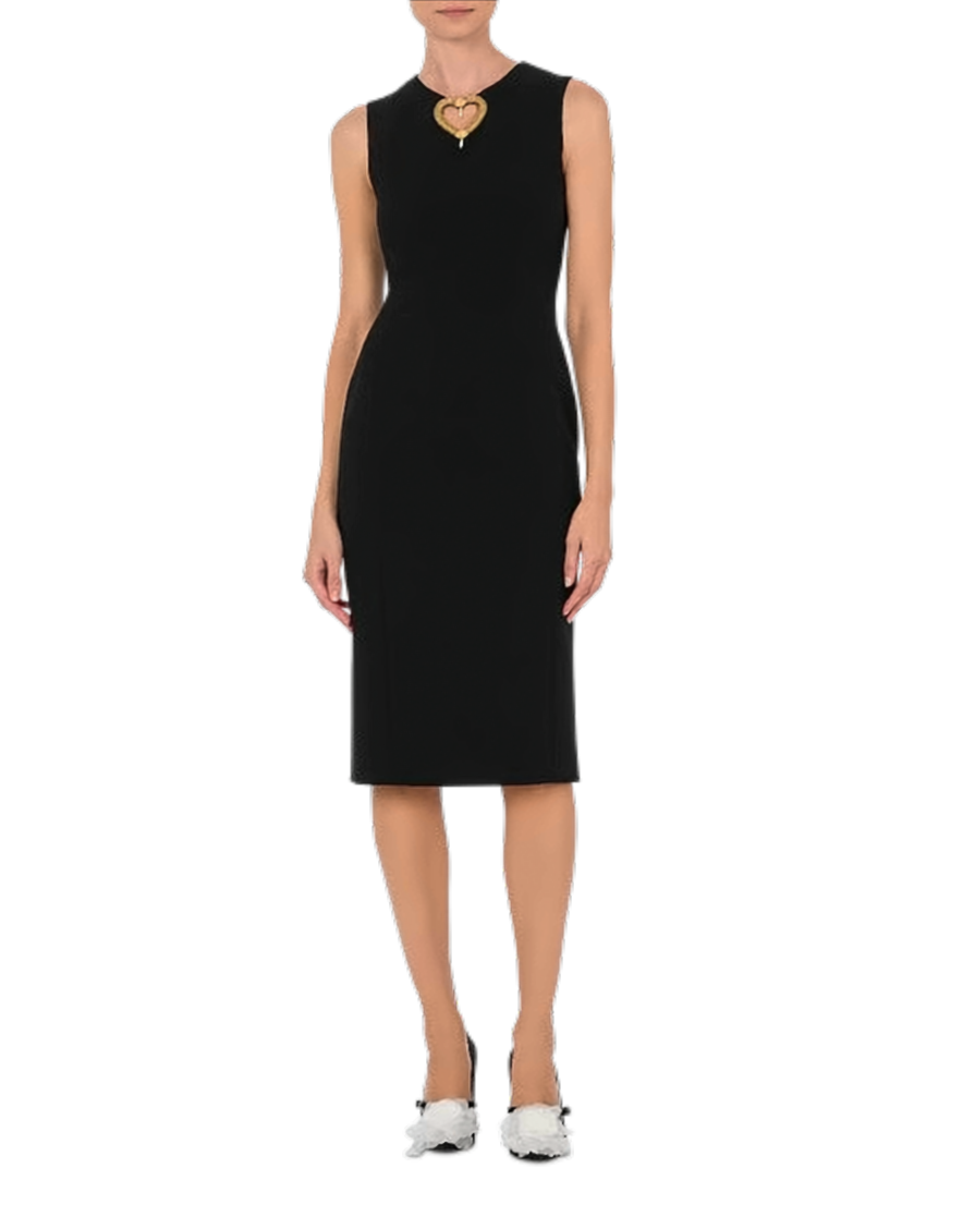Black Stretch Crepe Sheath Dress