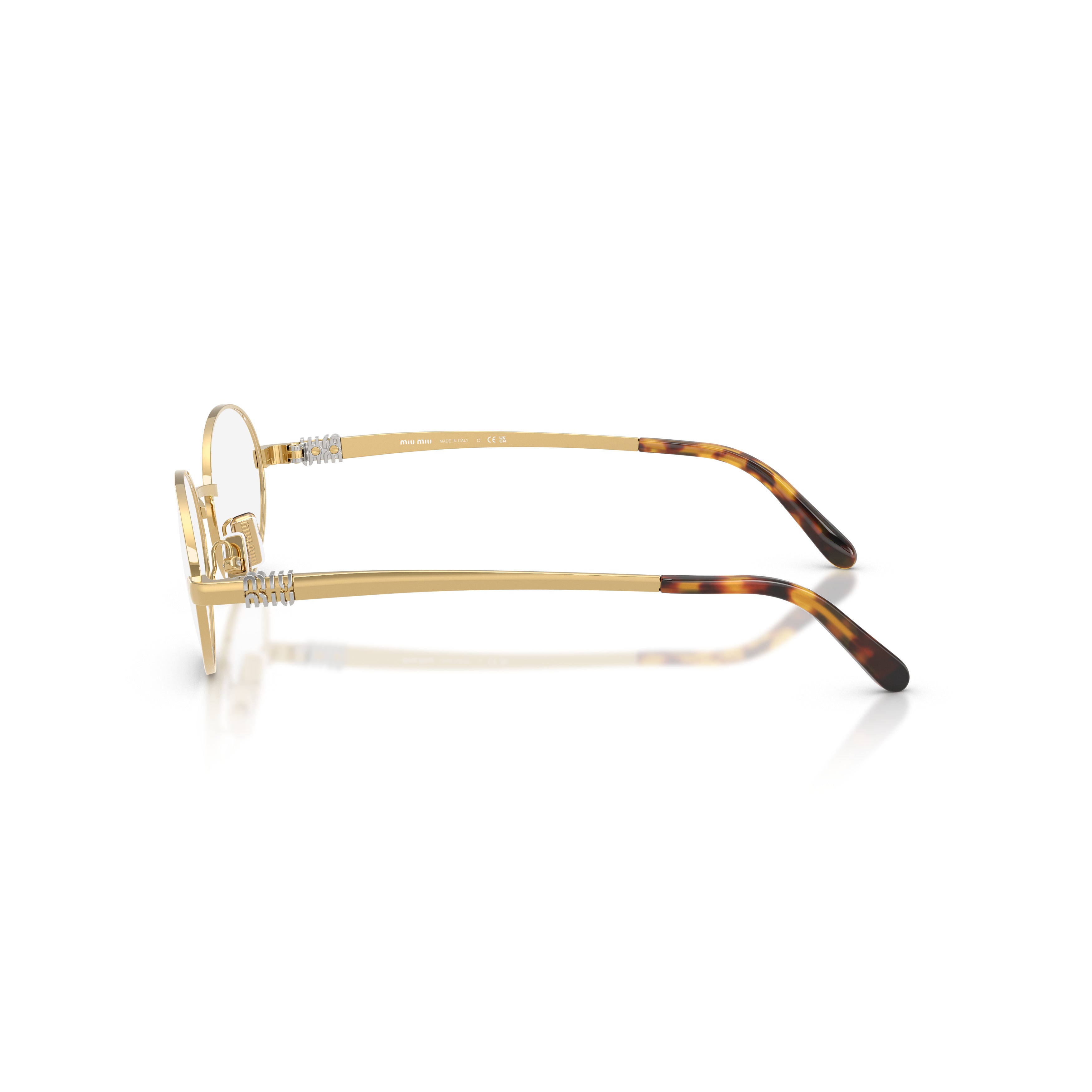 0mu 50zv Polished Gold Oval Eyeglasses