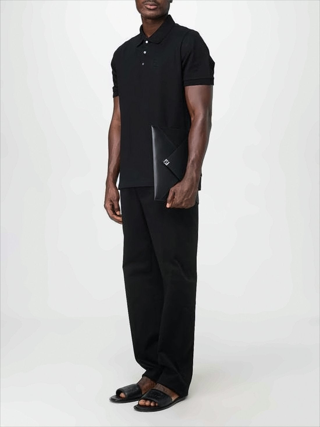 Black Polo Shirt with Classic Collar