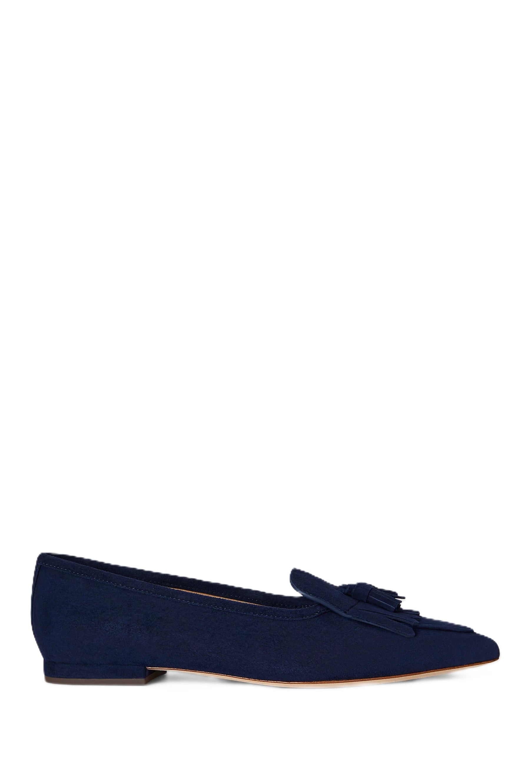 Navy Blue Londyn Suede Ballerina Flats