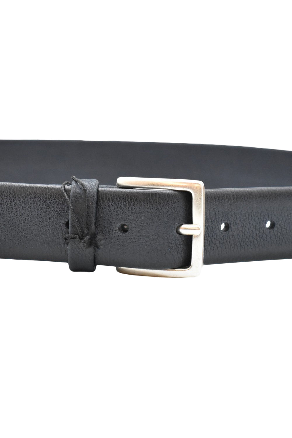 Minimalist Blue Leather Belt with Classic Silver Buckle