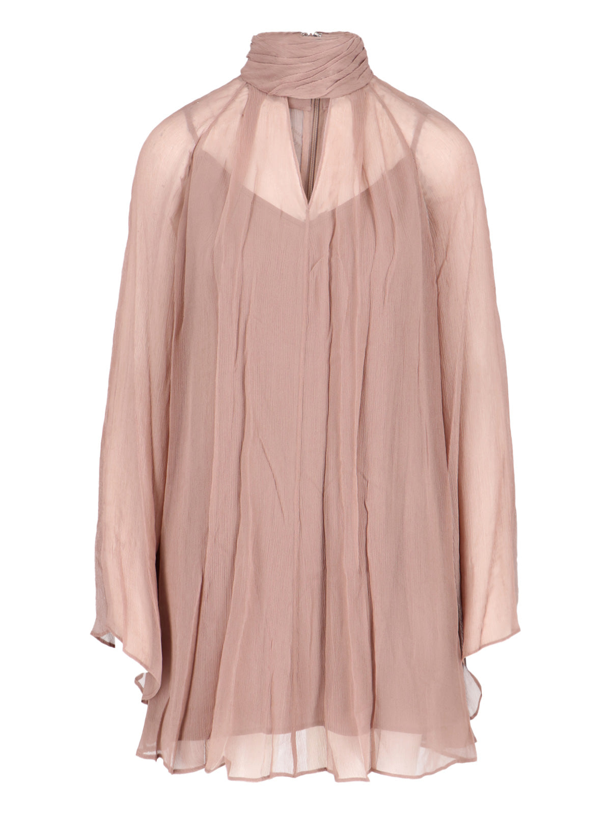 Asymmetrical Mini Chiffon Dress With Front Cut-Out