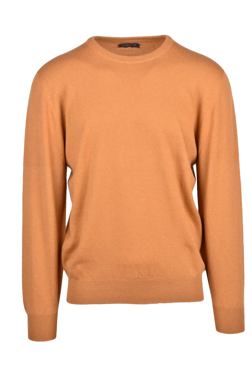 Crew Neck Cashmere Pullover - Black/Orange