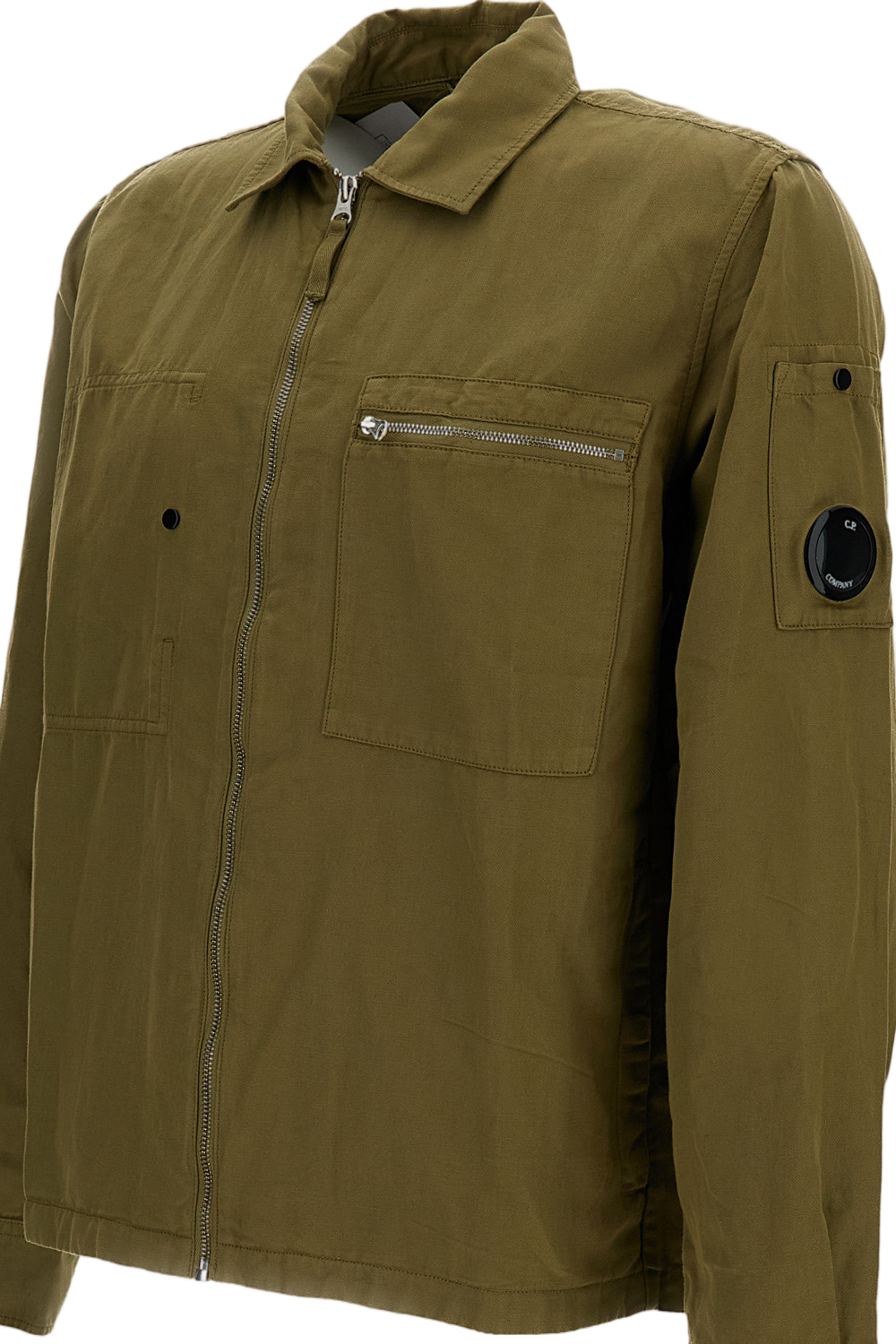 Oversized Organic Gabardine Zip-Up Shirt