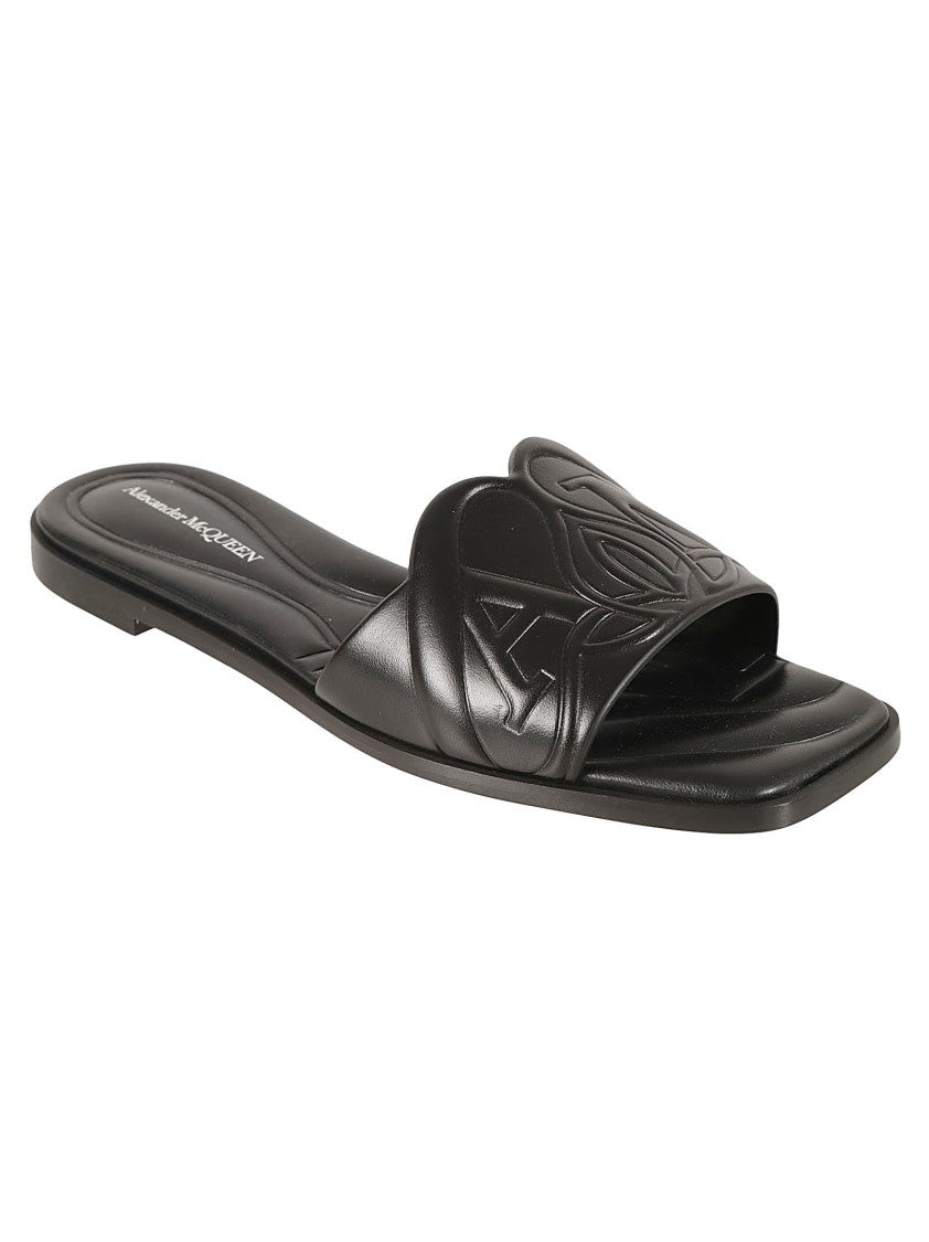 Black Sandals With Embossed Detailing