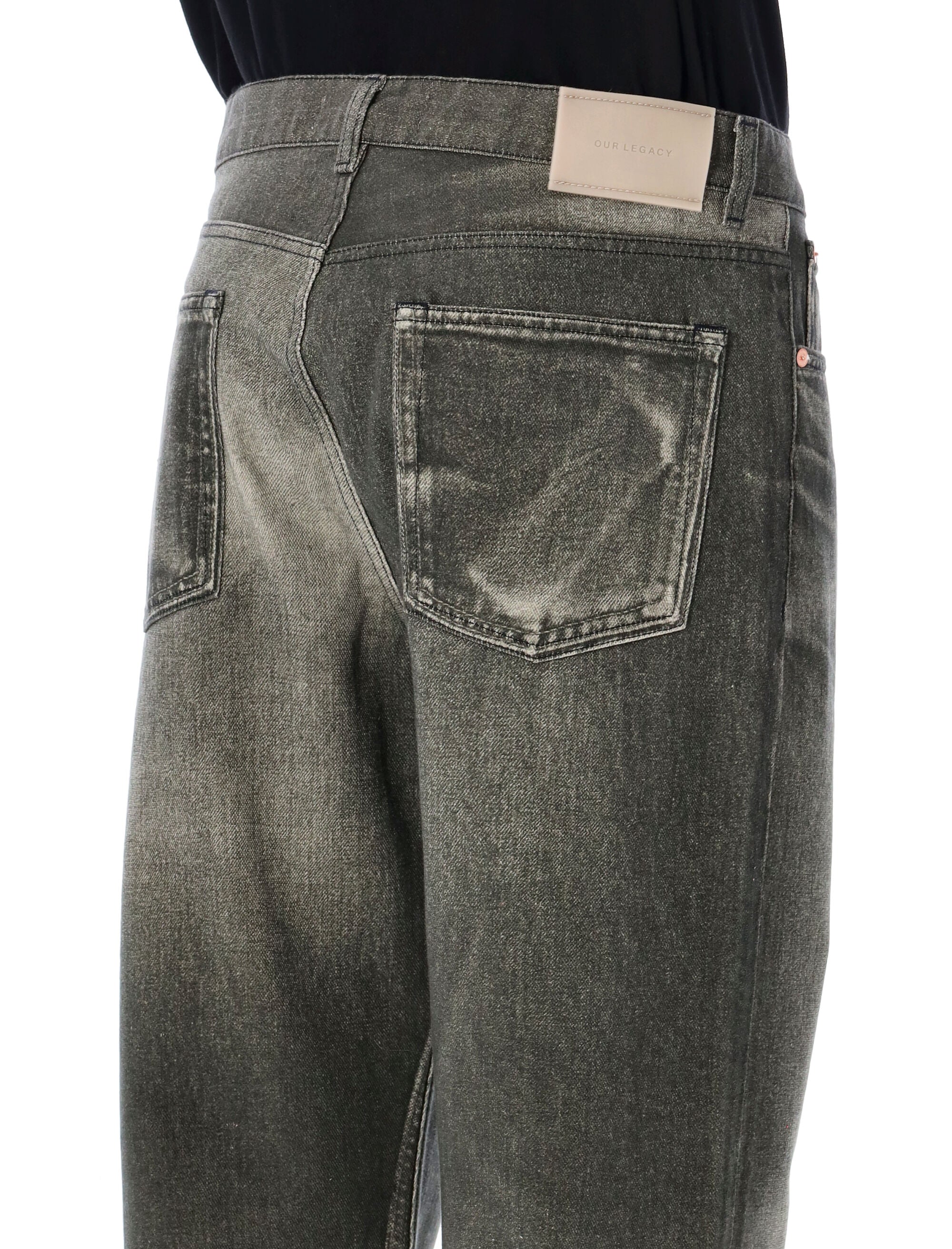 Relaxed Fit Wide Straight Leg Jeans with Trompe L'Oeil Print