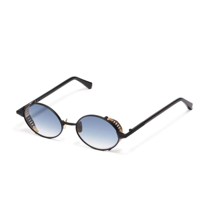 Steve Gradient Blue-tint Round Lenses in Black Acetate Frame
