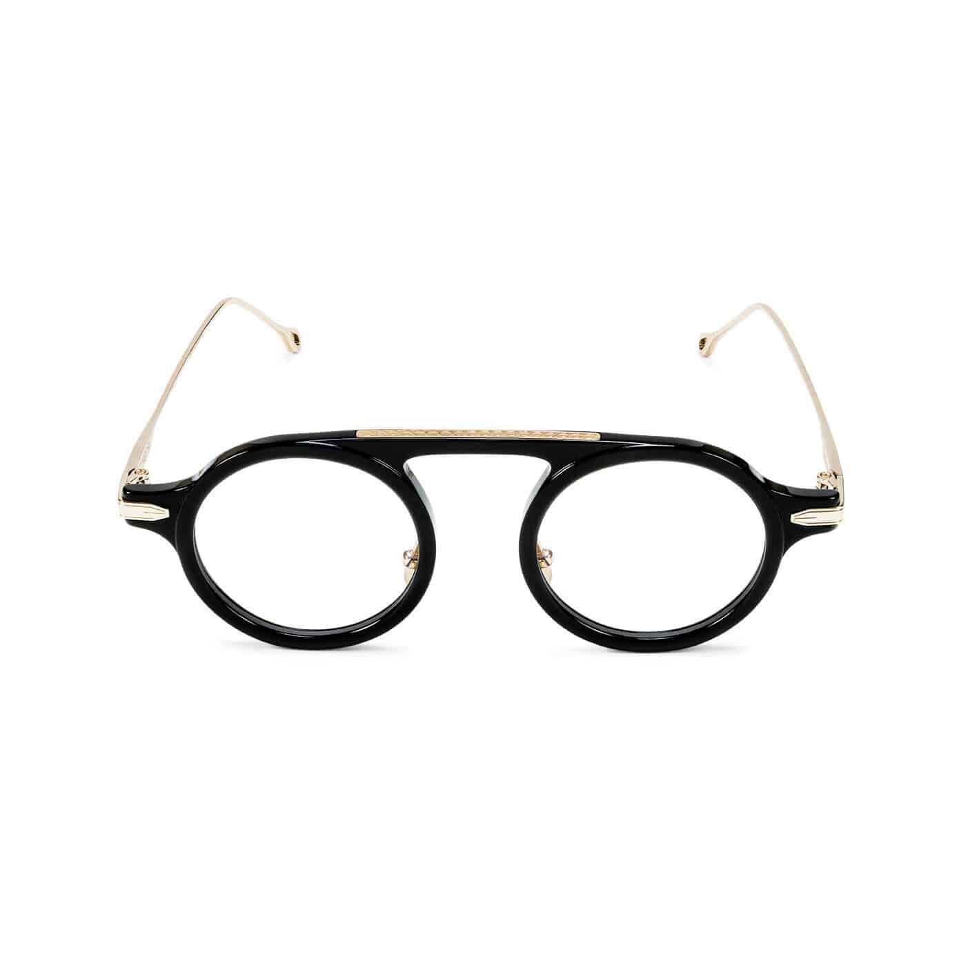 Elemento Wg Bold Rounded Black Acetate Eyeglasses with Keyhole Bridge